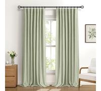 DEFYNEE 100% Blackout Curtains 2 Panels, W50 xL90, SageGreen Curtains | Faux Linen, Thermal Insulated, 4 Hanging Options, Fits Poles & Tracks, Bedroom & Living Room, 20 Clips Included.