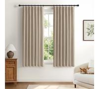 DEFYNEE 100% Blackout Curtains for Bedroom, 2 Panel Set, Thermal Insulated Faux Linen Curtains with Clip Rings and Rod Pocket, W50 x L72 Inch, FauxLinen