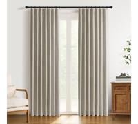 DEFYNEE 100% Blackout Curtains for Bedroom, 2 Panel Set, Thermal Insulated Faux Linen Curtains with Clip Rings and Rod Pocket, W50 x L96 Inch, FauxLinen