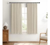 DEFYNEE 100% Blackout Curtains for Bedroom, 2 Panel Set, Thermal Insulated Faux Linen Curtains with Clip Rings and Rod Pocket, W50 x L63 Inch, Cream