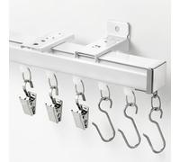 DEFYNEE Adjustable Ceiling Curtain Rail 274-366 cm | Ceiling and Wall Mounted Partition Wall | with 3 Different Hooks for Windows and Living Room, White