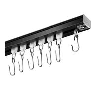 DEFYNEE Ceiling Curtain Track Set 92-368cm | Adjustable Room Divider Rail with Roller Hooks | Black Aluminium Curtain Rail for Windows, Bedrooms & Living Rooms