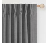 DEFYNEE Pinch Pleat Blackout Curtains 2 Panels, 40" W x 96" L, DarkGrey | 100% Blackout, Faux Linen, Thermal, Reduces Noise, Privacy, Back Tab & Hooks (20 Included), Bedroom & Living Room