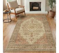 DEFYNEE Rugs Living Room 90x150 cm, Washable Rug for Bedroom, BrownOrange