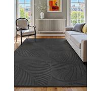 DEFYNEE Washable Rugs Living Room Large 152x213cm, Modern Short Pile, High-Low Texture, Soft, Shedding-Resistant, Non-Slip Rug for Bedroom, Office, Dining Room - Dark Grey