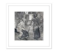 Degas Portrait Mary Lydia Cassatt Etching 8X8 Inch Square Wooden Framed Wall Art Print Picture with Mount Artery8 White One Size