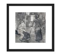 Degas Portrait Mary Lydia Cassatt Etching 8X8 Inch Square Wooden Framed Wall Art Print Picture with Mount Artery8 Black One Size