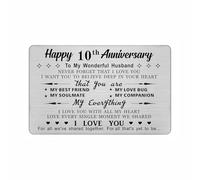 DEGASKEN 10th Wedding Anniversary Card Husband Him, I Love You With All My Heart, 10 Year Gifts Metal Keepsake for Men
