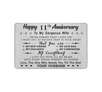 DEGASKEN 11th Wedding Anniversary Wife Card, Need You Till The End, 11 Year Gifts Stainless Keepsake Greeting Card for Her