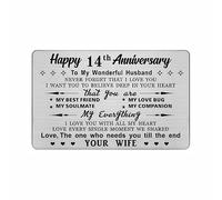DEGASKEN 14th Wedding Anniversary Card Husband Him, I Love You With All My Heart, 14 Year Metal Keepsake Gifts for Men