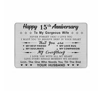 DEGASKEN 15th Wedding Anniversary Card Wife, Need You Till The End, 15 Year Gifts Stainless Keepsake Greeting Card for Her