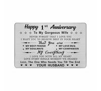 DEGASKEN 1st Wedding Anniversary Card for Wife, Need You Till The End Steel Keepsake, One Year Gifts for Her/Women