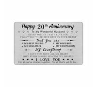 DEGASKEN 20th Wedding Anniversary Card Husband Him, I Love You With All My Heart, 20 Year Metal Keepsake Gifts for Men