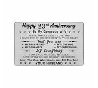 DEGASKEN 23rd Wedding Anniversary Card Wife, Need You Till The End, 23 Year Stainless Steel Keepsake Greeting Card for Her