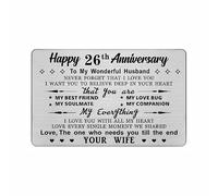 DEGASKEN 26th Wedding Anniversary Card Husband Him, I Love You With All My Heart, 26 Year Metal Keepsake Gifts for Men