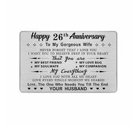 DEGASKEN 26th Wedding Anniversary Card Wife, Need You Till The End, 26 Year Stainless Steel Keepsake Greeting Card for Her