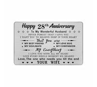 DEGASKEN 28th Wedding Anniversary Card Husband Him, I Love You With All My Heart, 28 Year Metal Keepsake Gifts for Men