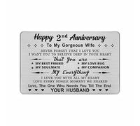 DEGASKEN 2nd Anniversary Card for Wife, Need You Till The End, 2 Years Gifts Stainless Steel Keepsake Greeting Card for Her