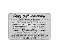 DEGASKEN 34th Wedding Anniversary Card Husband Him, I Love You With All My Heart, 34 Year Metal Keepsake Gifts for Men