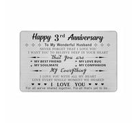 DEGASKEN 3rd Wedding Anniversary Card Husband Him, I Love You With All My Heart, 3 Year Metal Keepsake Gifts for Men