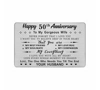 DEGASKEN 50th Wedding Anniversary Card Wife, Need You Till The End, 50 Year Stainless Steel Keepsake Greeting Card for Her