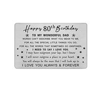 DEGASKEN 80th Birthday Card for Dad from Daughter Son, Father Steel Keepsake Gifts for Him Men's 80 Year Old Wallet Card