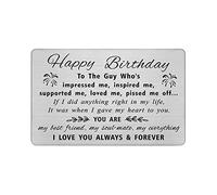 DEGASKEN Boyfriend Birthday Card for Him - Happy Birthday Gifts to The Beloved Guy - Romantic Men Birthday Present, Steel Wallet Card