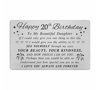 DEGASKEN Daughter 20th Birthday Card - Lovely Birthday Gifts for 20 Year Old Daughter - 20th Birthday Decorations for Girls, Personalised Engraved Wallet card