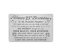 DEGASKEN Daughter 23rd Birthday Card - Lovely Birthday Gifts for 23 Year Old Daughter - Personalised Engraved Wallet card