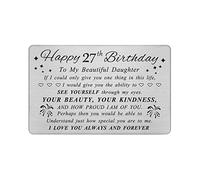 DEGASKEN Daughter 27th Birthday Card - Lovely Birthday Gifts for 27 Year Old Daughter - Personalised Engraved Wallet card