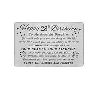 DEGASKEN Daughter 28th Birthday Card - Lovely Birthday Gifts for 28 Year Old Daughter - Personalised Engraved Wallet card