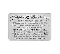 DEGASKEN Daughter 32nd Birthday Card - Lovely Birthday Gifts for 32 Year Old Daughter - Personalised Engraved Wallet card