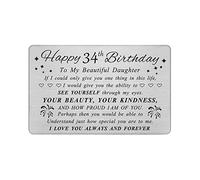 DEGASKEN Daughter 34th Birthday Card - Lovely Birthday Gifts for 34 Year Old Daughter - Personalised Engraved Wallet card