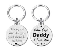 DEGASKEN Drive Safe Daddy Keyring from Daughter - Engraved My Hero Gift for Dad, Fathers Day Birthday Christmas Anniversary Present