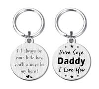 DEGASKEN Drive Safe Daddy Keyring from Son - Engraved My Hero Gift for Dad, Fathers Day Christmas Birthday Present