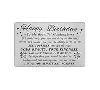 DEGASKEN Goddaughter Birthday Card - Lovely Birthday Gifts for Goddaughter - Personalised Birthday Decorations for Her Girls, Steel Wallet Card