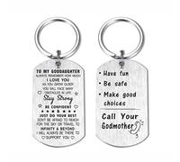 DEGASKEN Goddaughter Gifts from Godmother, Remember How Much I Love You, Goddaughter Metal Engraved Keyring