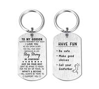DEGASKEN Godson Gifts from Godfather, Godson Keyring for Fathers Day Graduation Birthday Christmas, Metal Engraved