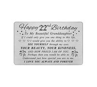DEGASKEN Granddaughter 22nd Birthday Card - Birthday Gifts for Sweet 22 Year Old Granddaughter - Personalized Engraved Wallet card