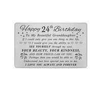 DEGASKEN Granddaughter 24th Birthday Card - Birthday Gifts for Sweet 24 Year Old Granddaughter - Personalized Engraved Wallet card