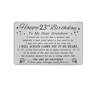 DEGASKEN Grandson 23rd Birthday Card - Birthday Gifts for 23 Year Old Grandson - Personalized Engraved Wallet card