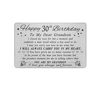 DEGASKEN Grandson 30th Birthday Card - Birthday Gifts for 30 Year Old Men - 30th Birthday Decorations for Male, Engraved Wallet card