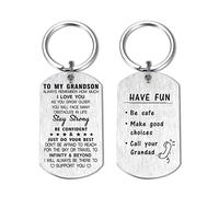 DEGASKEN Grandson Gifts from Grandad, To My Grandson Keyring for Boys Men, Fun Birthday Xmas Gifts
