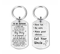 DEGASKEN I Love You Nephew Gifts from Uncle, Inspirational Nephew Stainless Steel Keyings for Christmas