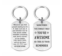 DEGASKEN Inspirational Gifts for Men - Sometimes You Forget You Are Awesome Keyring - Mindfulness Gift for Him, Get Well Soon Gift for Male, Metal Engraved