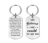 DEGASKEN Inspirational Gifts for Women Motivational Quotes - She Believed She Could So She Did Keyring - Good Luck Gifts for Women Job Promotion