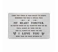 DEGASKEN Long Distance Love Gifts for Him Boyfriend - I Love You More Than The Miles Metal Wallet Card, Valentines Anniversary Birthday Present for Men