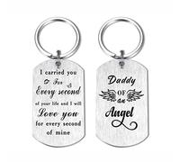 DEGASKEN Loss of Baby Gifts for Dad - Daddy of An Angle - Memorial Gifts for the Men Loss of Infant, Sympathy remembrace Metal Engraved Keying