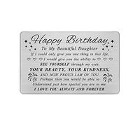 DEGASKEN Lovely Daughter Birthday Card - Meaningful Birthday Gifts for Female Adult - Birthday Decorations for Girls, Personalised Steel Engraved Wallet Card