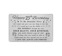 DEGASKEN Niece 25th Birthday Card - Happy Birthday Gifts for 25 Year Old Niece - 25th Birthday Decorations for Women, Personalized Metal Wallet card